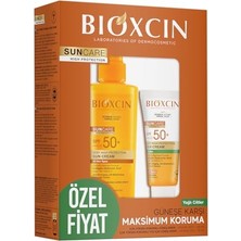 Aesco Bioxcin Sun Care Spf 50 Yüz Güneş Kremi 50 ml Karma Yağlı Cilt ve Vücut Güneş Spreyi 200 ml