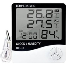 Aesco Htc-2 Dijital Termometre Sıcaklık ve Nem Ölçer Higrometre Masa Alarm, Problu Dijital Termometre, Problu Sıcaklık ve Nem Ölçer