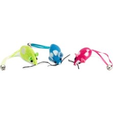 Aesco Kedi Oyuncağı, Peluş Zilli Fare, 3 Adet, 5cm