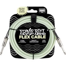 Aesco Ernie Ball Flex Enstrüman Kablosu Düz/düz 10FT - Karanlıkta Glow (P06436)