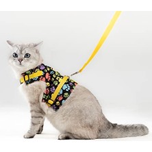 Aesco Kaçış Önleyici Kedi Gezdirme Tasması ve Küçük Irk Köpek Gezdirme Tasması (Xs, Sarı Kalpli)
