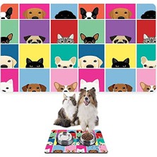 Aesco Monnhein  ve Su Evcil Hayvan Beslenme Matı, Kolay Temizlenen Emici Su Geçirmez Kumaş, Küçük Orta Boy ve Büyük Kedi ve Köpekler Için Dayanıklı Köpek Kedi Paspas (40X60, Köpek Kare)