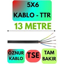 Aesco Öznur 5x6 Ttr Kablo, 13 Metre, Siyah