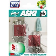 Aesco Seffaf Plastik Yapiskanli Çift Küçük Aski, 3 Metre Boyut