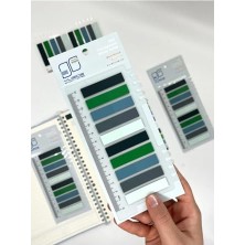 Aesco 10 Renkli Cetvelli Gri ve Yeşil Tonları Indeks Sticker/index/postit/kitap Ayracı/not Kağıdı