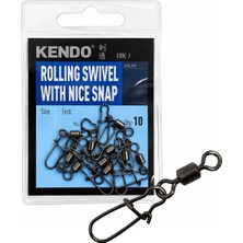 Kendo Rolling Swivel With Nice Snap Siyah Nikel Klipsli Fırdöndü (10'lu Paket)