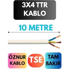Aesco Öznur 3x4 Ttr Kablo, 10 Metre, Beyaz