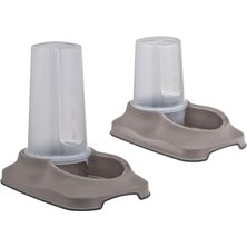 Aesco Kedi ve Köpekler Için 2'li  Kabı/su Kabı Hazneli Kaydırmaz Taban 3,5 Lt ve 1,5 Lt (Bej)