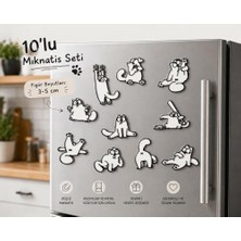 Aesco Yaramaz Kediler Mıknatıs Seti, 10'lu Paket, Buzdolabı ve Metal Yüzeyler Için Uygun, 3-5 cm Figür Boyutları | Pla 3D Baskı