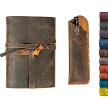 Aesco Hakiki Deri Defter Günlük Erkekler ve Kadınlar Için 260 Kraft Çizgisiz Sayfalar El Yapımı Vintage Kahverengi 5x7 Inch A6 Boyutunda