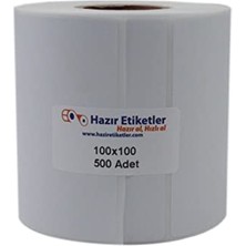Aesco Lamine Termal Etiket 100MM x 100MM Ruloda 500 Adet 40MM Kuka Çapında Direk Termal Transfer Etiketi