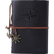 Aesco Vintage Doldurulabilir Notebook, Birinci Sınıf Pu-Deri Klasik Kabartmalı Travel Journal Günlük Boş Sayfa ve Retro Kolye Ucu