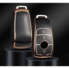 Aesco Autohan Keys Lüks Mercedes Fbs4 Siyah Altın Nano Anahtar Kılıfı, Premium Kumanda Kabı, Araç Anahtarlık Koruyucu