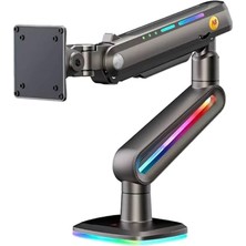 Aesco F6 Gaming 1 Adet Monitör Takılabilen, 32" - 60" Uyumlu, Rgb Aydınlatma, Kablo Kanallı, 2-20 kg Destekli, 360° Dönebilen, Masa Monte, Tuv Sertifikalı, Profesyonel Oyuncu Monitör Standı