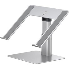 Aesco Baseus MacBook Metal Ayarlanabilir Dizüstü Bilgisayar Standı, Maks. 10 kg Ağırlık ve 208 mm Yükseklik, Gümüş (LUJS000012)