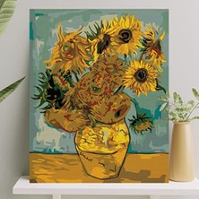 Aesco Sayılarla Boyama Tuval Seti Fırça Boya Dahil (Çıtalı) 40X50 cm - Ayçiçekleri