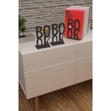 Aesco Dekoratif Book Yazı Tasarımlı Kitap Tutucu Desteği Mat Siyah.(Kitap Ayraçı Hediyeli) MK3S