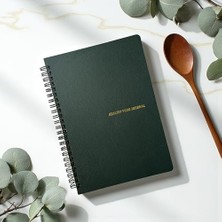 Aesco Fark Tanıtım 12 Haftalık A5 Beslenme ve Kilo Takip Planlayıcı Defter | Spiralli, Suni Deri Kapaklı, Günlük ve Haftalık Takip | Healthy Food Journal (Haki)