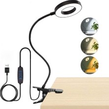 Aesco Akrobat Masa Lambası USB Girişli Göz Koruyucu Klipsli Masaya Sabitlenen Ayarlanabilir Işık Seviyesi Çok Fonksiyonlu LED Masa Lambası Sarı Beyaz Gün Işığı 3 Modlu Masa Lambası Çalışma Lambası