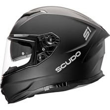 Aesco Scudo S1 Full Face Kapalı Güneş Vizörlü Motosiklet Kaskı Ece 22.06 Sertifikalı Mat Siyah Xl