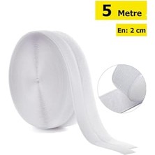 Aesco Dünya Magnet Beyaz Cırt Cırtlı Bant 5 Metre 2 Çift Taraflı Amerikan Fermuarı 2 cm Genişlik Cırt Bant