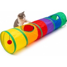 Aesco Sogud Kedi Oyun Tüneli Katlanabilir Düz Model, Kedi Oyuncağı Tünel Ev, Renkli Kedi Köpek Oyun Alanı, Geniş Girişli Dayanıklı Kumaş, Taşınabilir Evcil Hayvan Tüneli 120 cm