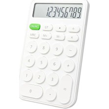 Aesco Junno Sevimli Yuvarlak Tuşlu 12 Basamaklı Masaüstü Hesap Makinesi Beyaz