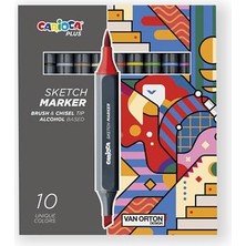 Aesco Plus Sketch Marker Çift Tarafli Çizim Kalemi 10 Renk