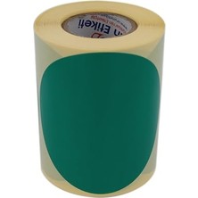 Aesco Kuşe Daire Renk Baskılı Çap Etiketi 75MM Daire Ölçülerinde Yuvarlak Çıkartma Sticker Ruloda 300 Adet Kendinden Yapışkanlı Rulo Etiketi Barkod Yazıcılar ile Uyumlu 40MM Kuka (Yeşil)