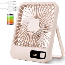 Aesco Küçük Masa Fanı, Taşınabilir USB Şarj Edilebilir, 2000MAH Pil ve LCD Ekranlı Eğilebilir Katlanabilir Kişisel Mini Fan, Güçlü Rüzgar, Ultra Sessiz, Ofis, Ev, Kamp Için 5 Hız Modu