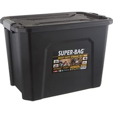 Aesco Super Bag 60 L Kapaklı Saklama Kutusu, Ağır Hizmet Depolama Kutusu, Çok Amaçlı Plastik Koli ve Düzenleme Kutusu, Kilitli Kapaklı, Ev Garaj Depo Ofis Kullanımı