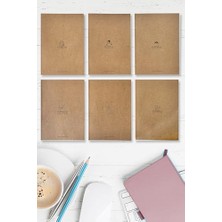 Aesco A5 Ebat Kraft Kapak Minimal Ikonlu 6'lı Set 2*(Çizgili-Çizgisiz-Kareli) 120 Sayfa Defter Çek Kopart Sayfa Mikro Perforaj
