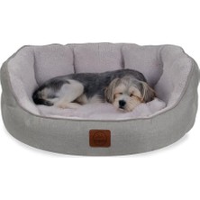 Aesco Jungolica Coco Kedi ve Köpek Yatağı Gri, Oval Tasarım, Çift Taraflı Yıkanabilir Minder, Ultra Yumuşak, Yükseltilmiş Yan Destek, Kaydırmaz Taban (Medium)