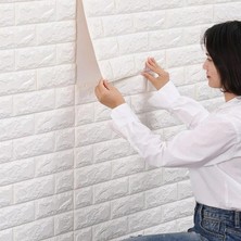 Aesco 70X23 cm Beyaz Kendinden Yapışkanlı 3D Esnek Duvar Kağıdı Paneli