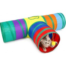 Aesco Sogud Kedi Oyun Tüneli Katlanabilir T Model, Kedi Oyuncağı Tünel Ev, Renkli Kedi Köpek Oyun Alanı, Geniş Girişli Dayanıklı Kumaş, Taşınabilir Evcil Hayvan Tüneli 60X80X30 cm