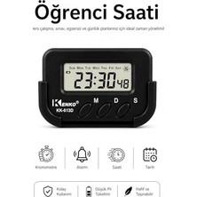 Aesco Kenko KK-613D Dijital Saat, Kronometre ve Alarm Fonksiyonlu, Siyah, Abs Plastik, Araç Içi ve Masaüstü Kullanım, Pomodoro Timer, LCD Ekranlı