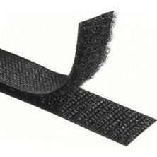Aesco 2 cm Siyah Çift Taraflı Cırt Cırt Bant Çift Taraflı Amerikan Fermuarı (Yapışkansız) (5 Metre)
