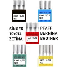 Aesco Singer Zetina Uyumlu Dikiş Makine Iğnesi (11-12-14-16-18 Numara -50 Adet Iğne) 5 Paket