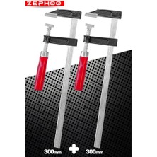 Aesco Zephoo 2 Adet Çelik F Tipi Mobilyacı Işkencesi 50X300MM ile 50X300MM Marangoz F Kelepçesi