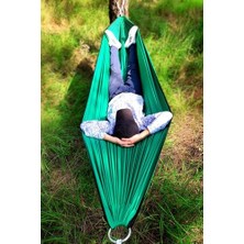 Aesco Bundera Kamp Hamağı Piknik Hamağı Bahçe Balkon Outdoor Kamp Salıncak Hamak (Yeşil)
