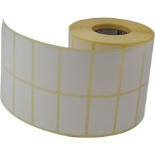 Aesco Kuşe Etiket 50MM x 30MM Ruloda 3000 Adet Yan Yana 2 Li 40MM Kuka Çapında Barkod Yazıcı Etiketi