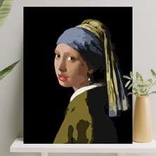 Aesco Sayılarla Boyama Tuval Seti Fırça Boya Dahil (Çıtalı) 40X50 cm - Inci Küpeli Kız