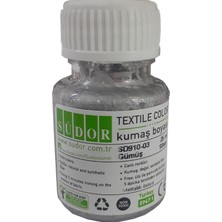 Aesco Kumaş Boyası Yaldızlı Simli Tişört Çanta Tekstil Boyası 25 ml 1 Adet Südor Kumaş Boyası Tek Şişe 1 Adet Gümüş Gri