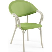 Aesco Tilia Flash-N Polipropilen Kollu Sandalye Bej Iskelet - Bahçe, Balkon, Teras, Havuz Kenarı, Iç ve Dış Mekan, Kafe, Restoran Için, Istiflenebilir, Uv Korumalı, Her Hava Koşuluna Dayanıklı (Bej Yeşil)