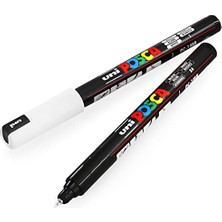 Aesco - Uni Pc-1mr Art Boya Marker Kalemi - 0,7 mm - Siyah Beyaz - 2'li Paket