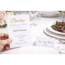 Aesco Boş Davetiye ve Yemek Kartı Seti | 300 gr Yerli Bristol 1. Hamur Kalın Karton | 10X15 cm Davetiye (50 Adet) + 5x8 cm Yemek/isim Kartı (50 Adet) | Düğün, Nişan, Organizasyon Için.
