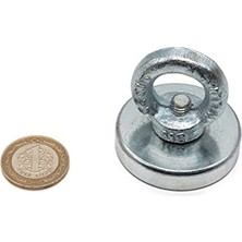 Aesco 48MM Çok Güçlü Deniz Mıknatısı - Fishing Magnet - Neodyum Daimi Çelik Mıknatıs - Halkalı Pot Mıknatıs - Nikel Kaplı - Paslanmaz - Kararma Yapmaz - Tuzlu Suya Dayanıklı (Ø48 mm (60KG))
