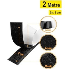 Aesco Dünya Magnet Yapışkanlı Siyah Cırt Cırtlı Bant 2 mt Amerikan Fermuarı 2 cm Genişlik Cırt Band Cırt Cırt Bant