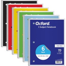 Aesco Spiral Defter - 6'lı Set, Geniş Çizgili