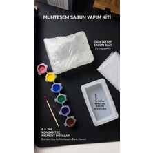 Elhobi Şeffaf Sabun Yapım Seti - 250 gr Baz, 6 x 3 ml Renk Konsantre Boya ve Silikon Kalıp